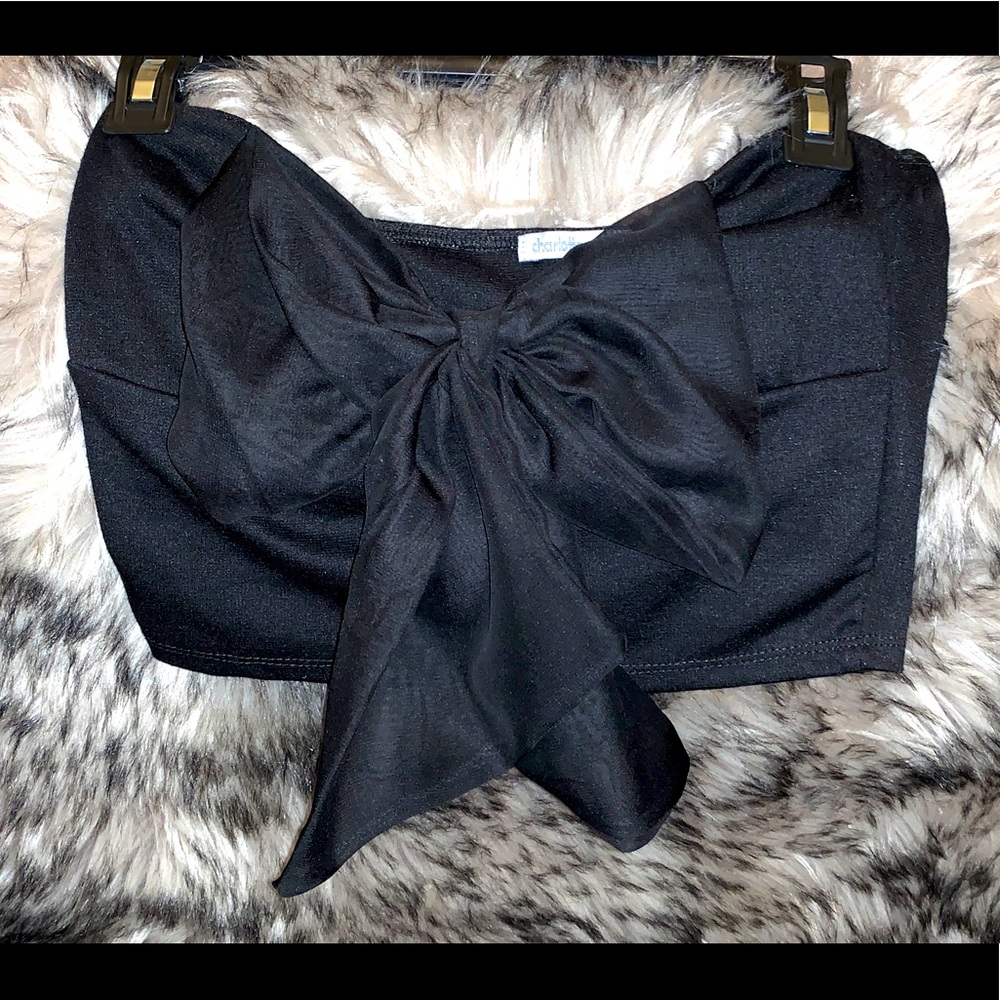 Black bow front crop tube top! Like new!